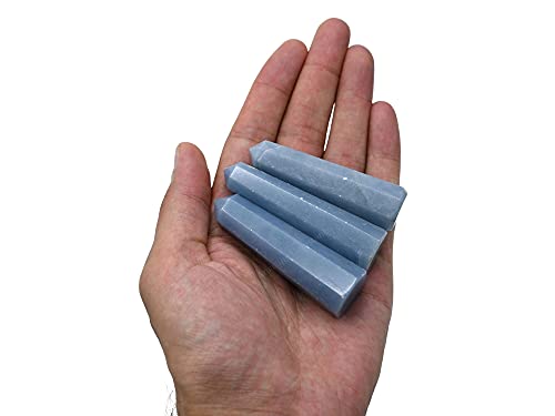 Image of Amazing Gemstone Angelite Crystal Towers ~ Natural Healing Crystal Point Obelisk for Reiki Healing and Crystal Grid (2 inch to 3 inch Inch)