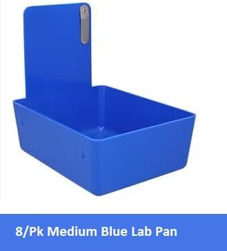 8/Pk Medium Medical Pro Lab Pan Dental Working Lab Pan Plastic with Stainless Steel Clip (Neon Blue)