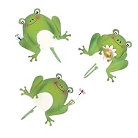 GLEAVI 3pcs Cartoon Wall Hooks Frog Shape Iron Wall Hanging Hooks for Key Coat Hat Storage Door Bathroom Kitchen Organizer