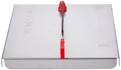 Image of Clazkit Stainless Steel Chopping Board with Attached Knife | Cutting Board for Fruits & Vegetables| Non-Slip Kitchen Cutting Mat | Portable Food Prep Board | 1 Pc