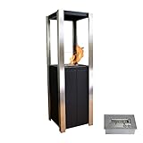 HÖCHSTE SICHERHEIT - Der Indoor-Kamin ist TÜV-zertifiziert und mit einem Keramikvlies-Sicherheitsbrenner ausgestattet. Die zylinderförmige Stahl-Säule sorgt für sicheren Stand in der Wohnung.