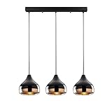 Opis PL5 klein 3er Reihe (Ø17cm) – Elegante Hängelampen aus schwarzem Metall und Kupfer