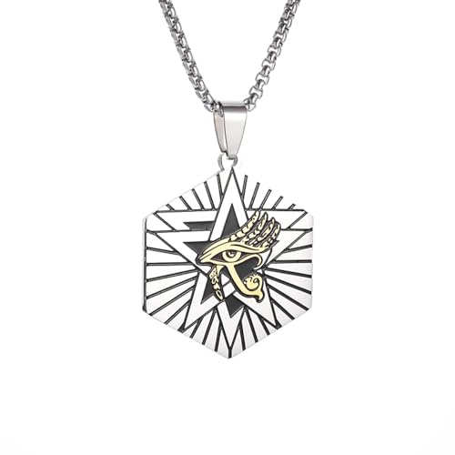Amulette œil d'Horus contre les énergies négatives : collier acier pour homme