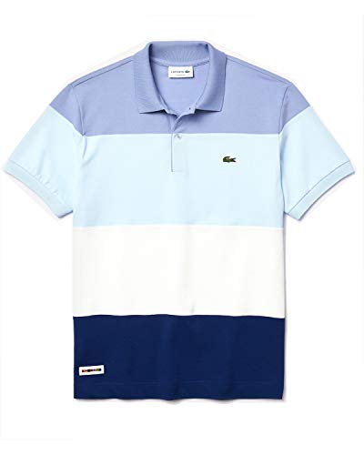 Lacoste Men s Short Sleeve Classic Fit Color Block Polo Shirt, Methylene Flour-RILL-Purpy, XL