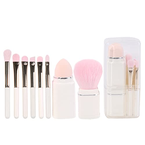 メイクブラシ 8本セット 人気 かわいい ミニ 持ち運び便利 コンパクト 携帯用Laluna収納型カプセル化粧ブラシ 化粧筆 アイシャドウ パウダーブラシ 敏感肌適用 柔らかくて毛が密集していて粉含み力が良い(アイボリー ホワイト）の商品画像（Amazon）