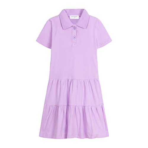 Mud Kingdom Little Girls Short Sleeve Polo Dress Pique Summer Ruffle Drop Waist