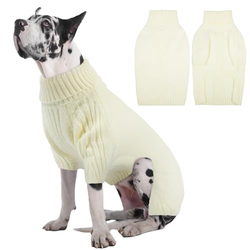 IECOii Great Dane Sweater,5XL Extra Large Sweater for Giant Breed Dogs in Winter,Turtleneck Cold Weather Knit Clothes,Machine Washable,Elastic Pullove
