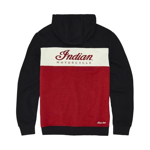 Indian Motorcycle Men's Script Logo Colorblock Hoodie, Red2