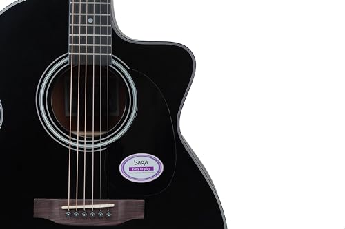 Image of Saga SF-600GC-BK Grand Concert Acoustic Cutaway Guitar (Black)