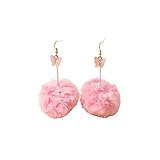 4 Pairs Pom Pom Dangle Earrings Set Statement Fluffy Fur Ball Drop Earrings for Women Girls Winter J
