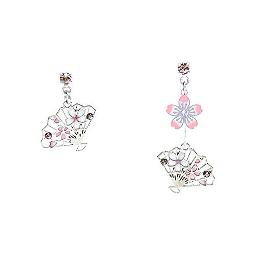 Candy girlsピアス レディース 人気 和風 扇子 揺れるピアス シルバー925 金属アレルギー対応 ピアス 彼女 プレゼント アクセサリー (銀色扇子・ピアス)