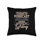 Writing Forecast 100% Chance Quote Retro Typewriter Writer Throw Pillow