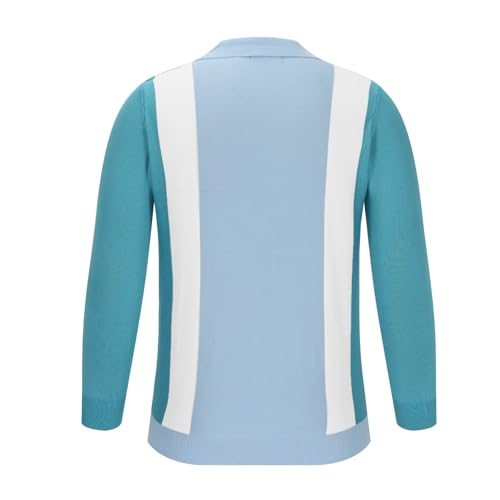 Cambkatl Men's Vintage Striped Colorblock Long Sleeve Cardigan Sweater Button Down Collared Knitted Outerwear4