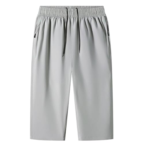 Capri Pants for Men Below Knee Athletic Cropped Pants Big and Tall Men Running Trousers Quick Dry Loose Elastic Waist