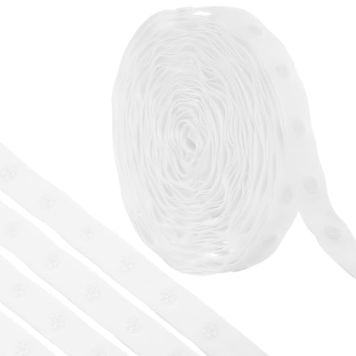 MECCANIXITY 5 Yard Snap Button Tape for Sewing, Cotton Snap Button Trim Fastener Buckles Tape for Clothes Fabric DIY Craft, White