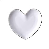 BIHOIB Ceramic Love Jewelry Tray Small Trinket Dish for Rings Earrings and Necklace, White Decorative Tray for Home Decor, Food Safe Desert Dish