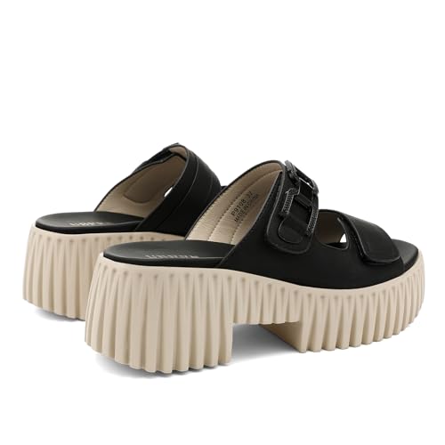 Image of UBFEN Womens Chunky Wedge Platform Sandals Adjustable Double-Strap Square | Toed Open-Toe Style Suitable for Outdoor Casual Wear