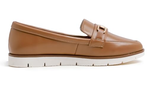 Image of FEVERSOLE Women's Comfort Penny Loafer Geniune Leather Insole Flexible Walking Driving Shoes