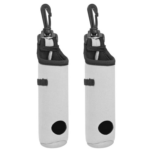 PATIKIL Golf Ball Carry Bag 2 Pcs Golf Tee Holder Pouch Portable Neoprene Golf Ball Holder with Clip for Men and Women Storage Gifts White