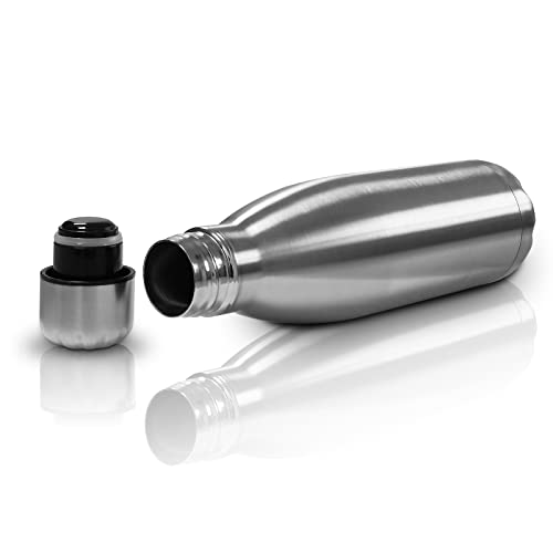 RE-GEN 500ml Stainless Steel Water Bottle Metal Twin Wall Vacuum Insulated Drinking Flask, Silver, 500 ml - Image 3
