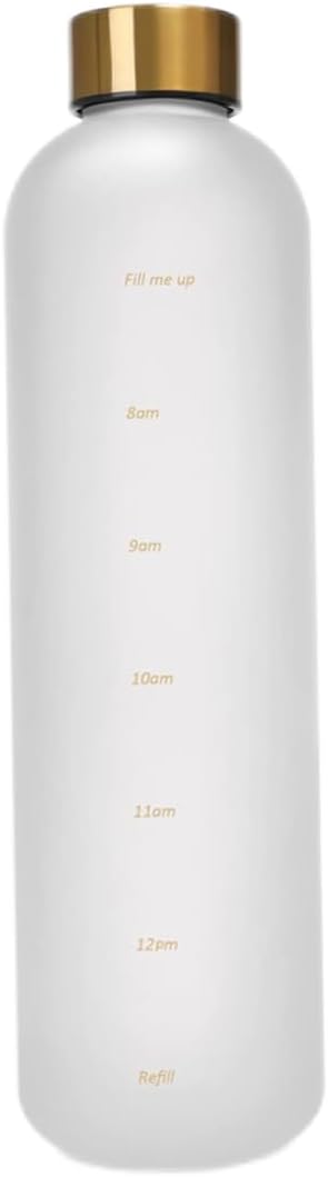 32oz Water Bottle With Time Marker To Drink Motivational Reusable Plastic Bottle With BPA Free Tritan 1000ml White