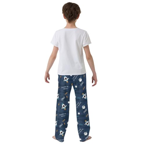 ZZXXB Universe Space Rocket Boys Long Pants Soft Trousers Elastic Waist Kids Lounge Bottoms with Pockets S-XL3