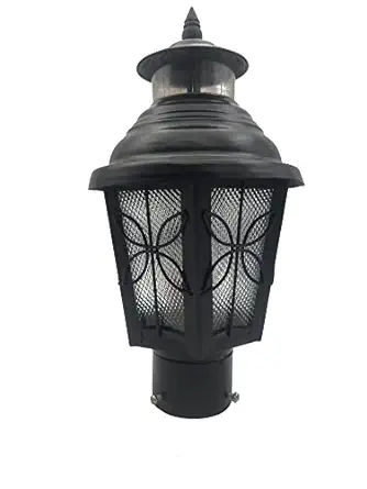 Metal and Glass Gate Light for Home Gate Waterproof | Gate Lamps for Main Gate | Outdoor Garden Light | Gate Light (GL Phool, Pack of 1)