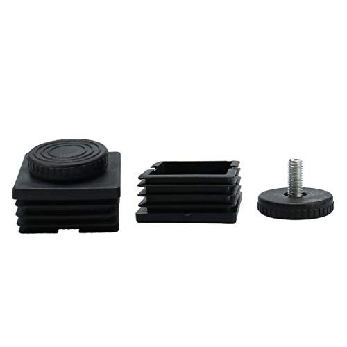 sourcingmap M8 Leveling Feet 50 x 50mm Square Insert Adjustable Furniture Glide 2 Sets, 4 Pcs