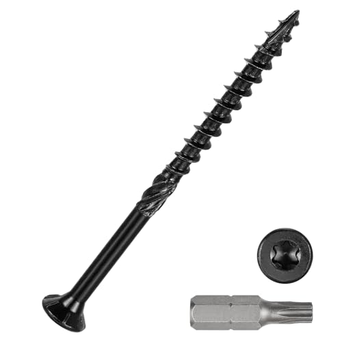 DTGN #10x3 Deck Screws - 30Pack - Good for Decks, Fences, Frames, Farms, Outdoor Furniture - Carbon Steel Wood Screws Decking Screws Epoxy Coated W/ T25 Torx Star Drive Bit - Black