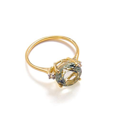 Yotreasure 3.10 Ct Green Amethyst Solid 10K Yellow Gold Ring Jewelry #TOP4
