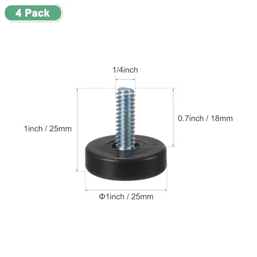 Image of M METERXITY 4-Pack Furniture Feet, 1 /4 inch Thread Adjustable Furniture Levelers, Adjustable Leveling Feet Supports 1320LBS for Tables /Cabinets /Large Base Supports [Black]
