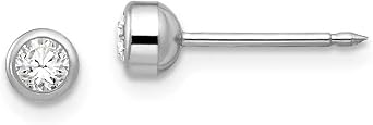 Inverness 14k White Gold 4mm April Crystal Bezel Earrings