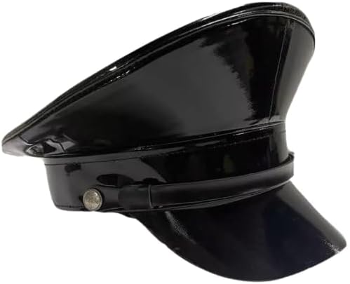 Black PVC Military Cap