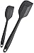 StarPack Basics Silicone Spatula Set (1 Small, 1 Large), High Heat Resistant to 480°F, Hygienic One Piece Design, Non Stick Rubber Cooking Utensil Set (Gray Black)
