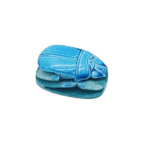 Blue Ceramic Stone Hollow Scarab Handmade in Egypt. Charm for Good Luck! It Measures 8.5 * 5 cm Approximately… Cover