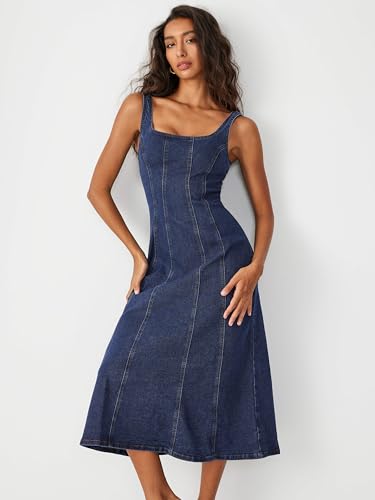CIDER Denim Ruffle Cami Maxi Dress2