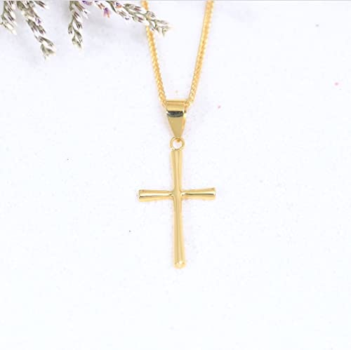 SISGEM 18k Gold Wheat Chain and Cross Pendant Necklace for Women, Small Religious Jewelry Gifts for Her, 18 Inch4
