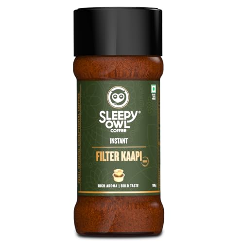 Sleepy Owl 100gm Filter Kaapi Premium Instant Coffee | Authentic Robusta & Chicory Blend | Filter Coffee Powder | Have It Milky & Frothy | Makes 50 Cups | Ready in Seconds
