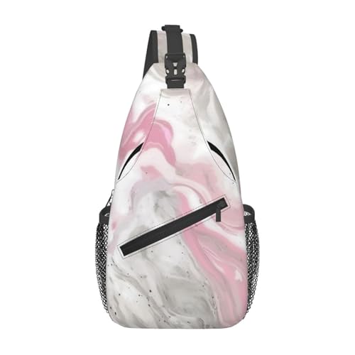 Morrales sling con estampado mármol para viaje y trekking