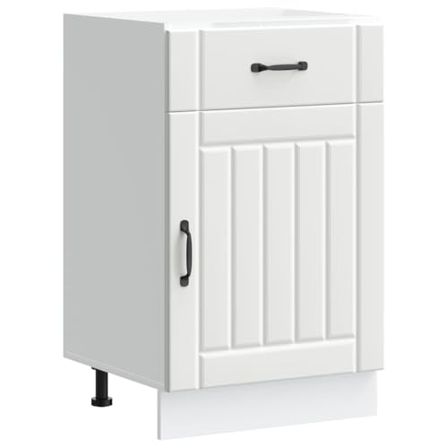 vidaXL Armoire de Cuisine Lucca Blanc Bois d'ingénierie, Meuble d'évier, Meuble de Cuisine avec tiroir, Meuble de Cuisine à tiroir
