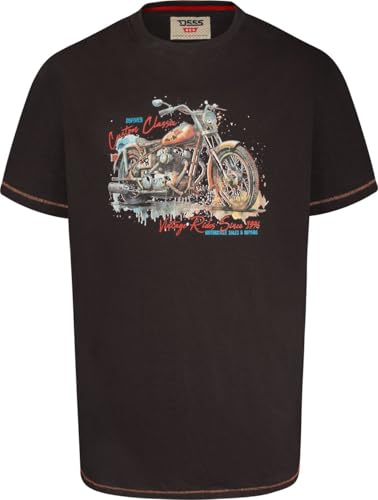 Image of Duke Mens Lorne Motor Bike Splatter Print T-Shirt - Black - 4XL