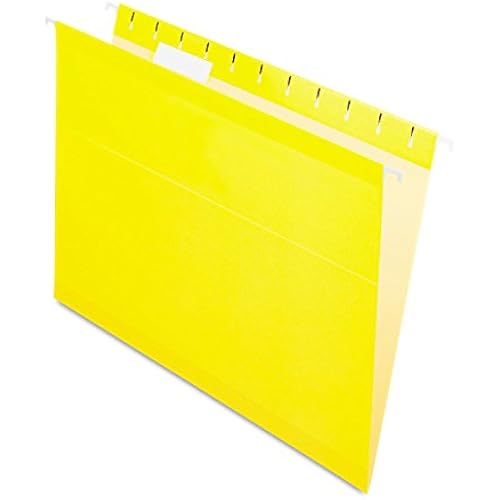 Pendaflex Reinforced Hanging File Folders, Letter Size, Yellow, 1/5 Cut, 25/BX (4152 1/5 YEL)