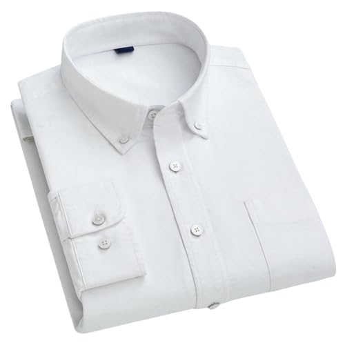 Chemise coton Oxford homme manches longues col pointu avec poche vêtement facile d'entretien