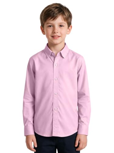 Image of DHTS Boys' Dress Shirts Toddle Boy Long Sleeve Uniform Shirt for Kids