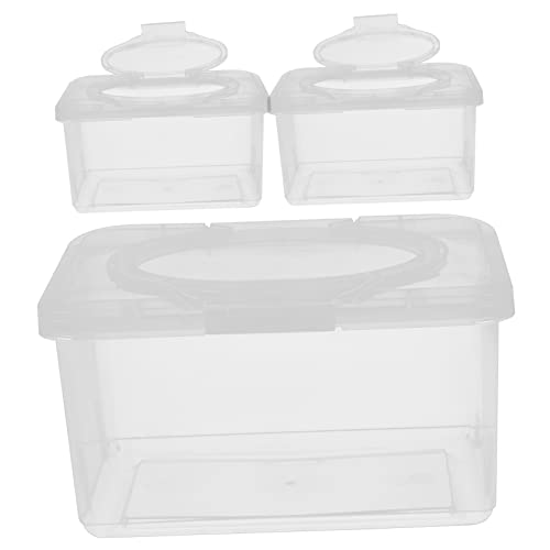 Totority 3 Uds Caja De Toallitas para Bebé Dispensador De Toallitas para Bebé Contenedor De Pañuelos Húmedos Soporte para Bebé Contenedor Sellado Contenedor De Toallitas con Tapa