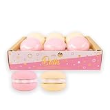 Accentra Badebomben Macarons LET'S CELEBRATE, 6 x 50 g Badekugeln in Geschenkbox, Geschenkset mit Tea Rose & Velvet Duft, Sprudelbad als Wellness Geschenk für Frauen zu Geburtstag, JGA und Muttertag