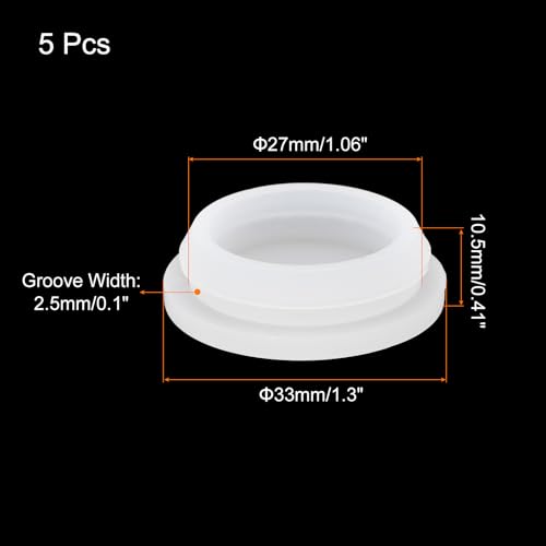 Image of MECCANIXITY 5pcs Silicone Snap in Locking Hole Plugs,27mm /1.1 Inch Mounting Diameter Narrow Groove Width 2.5mm Panel Seal Cover Round for Kitchen Bulkheads Waterproof Sealing Plugs Clear