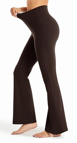 Image of Maxbee Flare Yoga Pants with Pockets for Women, V Crossover Flare Leggings Tummy Control, High Waist Bootcut Yoga Leggings