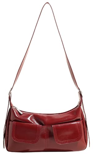 Women's PU Leather hobo bag Retro Y2k Shoulder Bag Multi-pocket Crossbody Bag Handbag for Work Travel