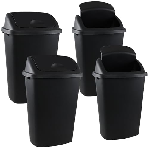 Canecas de basura de plástico con tapa batiente 13 galones 4 unidades